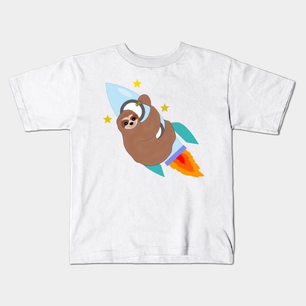 Space Bound Sloth Kids T-Shirt by Barnyardy